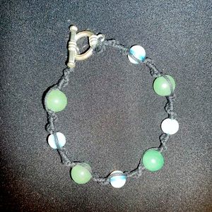 Handmade gemstone aventurine opalite woven hemp bracelet